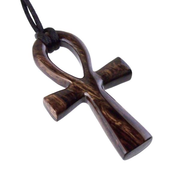 Large Ankh Pendant, Wood Egyptian Ankh Necklace, Wooden Cross Ankh Pendant, Mens African Jewelry, Gift for Him