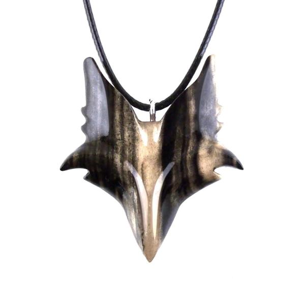Celtic Fox Necklace, Hand Carved Wooden Fox Pendant for Men or Women, Totem Spirit Animal Gift for Him or Her, Wood Jewelry