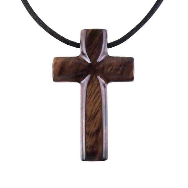 Wood Cross Necklace, Hand Carved Wooden Cross Pendant, Christian Jewelry for Men, One of a Kind Gift for Him