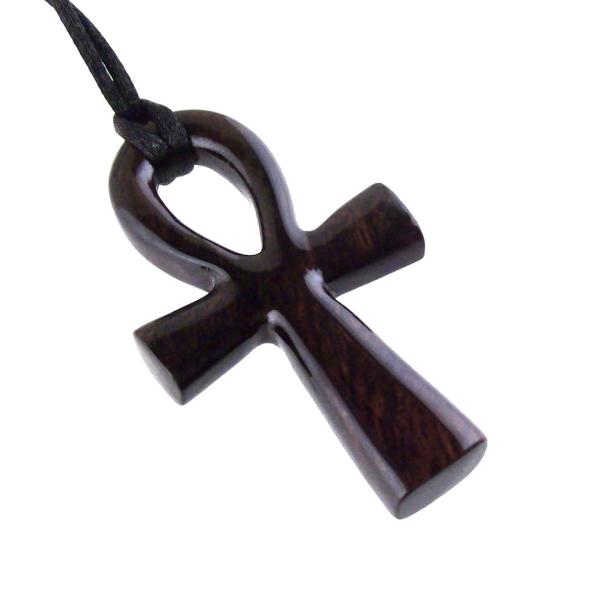 Large Ankh Pendant, Wood Egyptian Ankh Necklace, Wooden Cross Ankh Pendant, Mens African Jewelry, Gift for Him