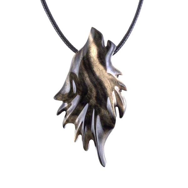 Wolf Necklace, Hand Carved Wooden Wolf Pendant for Men or Women, Spirit Animal Totem Woodland Jewelry