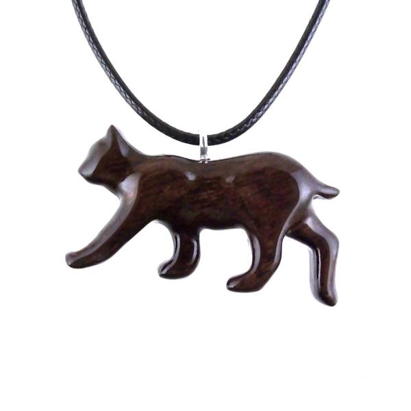 Wooden Bobcat Pendant, Bobcat Necklace, Hand Carved Lynx Necklace, Wood Wildcat Necklace, Totem Spirit Animal Jewelry for Men or Women