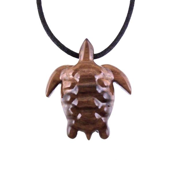 Sea Turtle Necklace, Hand Carved Wooden Turtle Pendant, Mens Nautical Wood Jewelry Gift