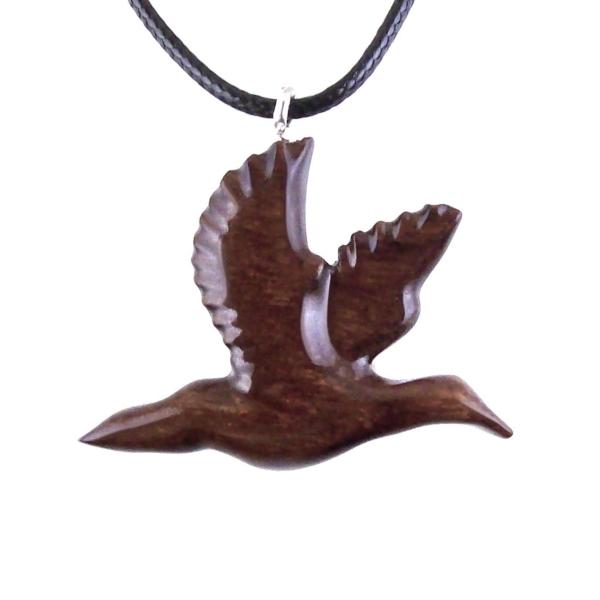 Hand Carved Duck Pendant, Wooden Mallard Necklace, Wood Bird Jewelry