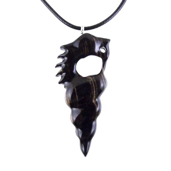 Hand Carved Wooden Nyami Nyami Pendant, Wood African Necklace, Good Luck Amulet