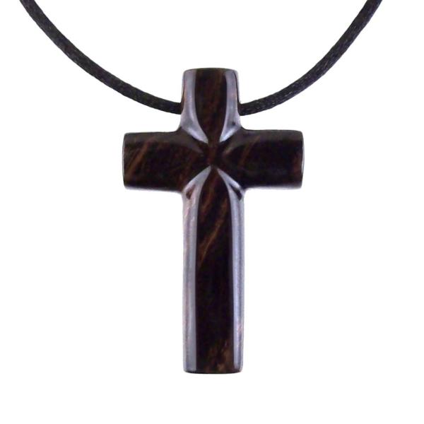 Wood Cross Necklace, Hand Carved Wooden Cross Pendant, Christian Jewelry for Men