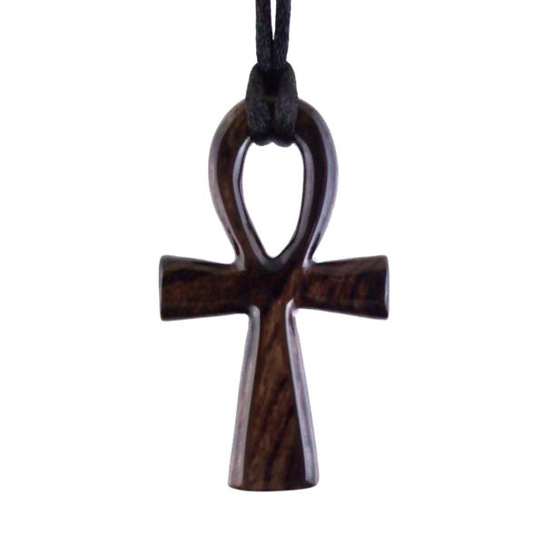 Ankh Necklace, Hand Carved Wooden Ankh Pendant for Men Women, Egyptian Cross Jewelry Gift