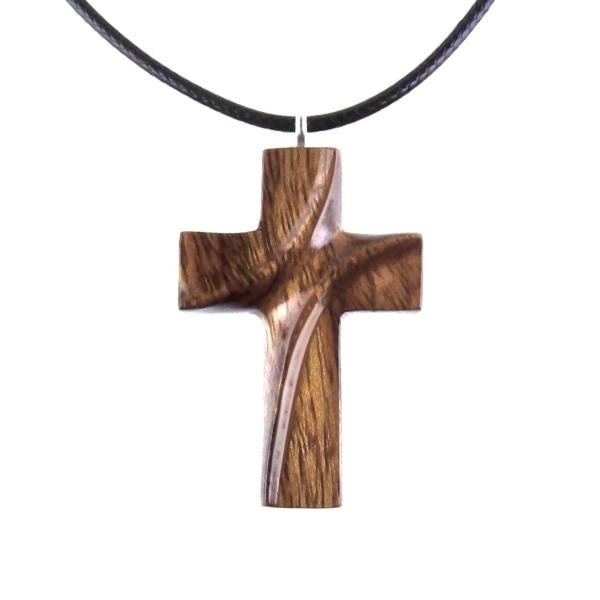 Wood Cross Necklace, Hand Carved Wooden Cross Pendant for Men Women, Handmade Christian Jewelry Gift for Him Her
