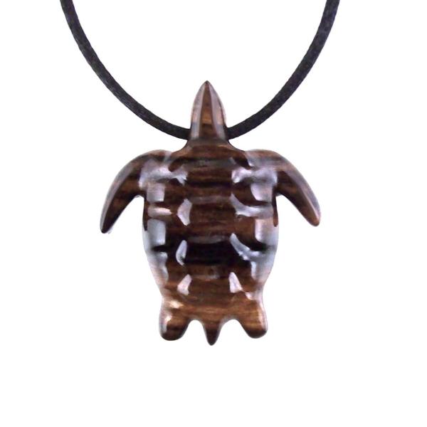 Sea Turtle Necklace, Hand Carved Wooden Turtle Pendant, Mens Nautical Wood Jewelry Gift