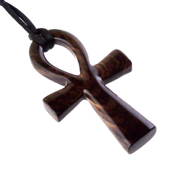Large Ankh Pendant, Mens Wood Ankh Necklace, Wooden Egyptian Cross Ankh Pendant, African Jewelry