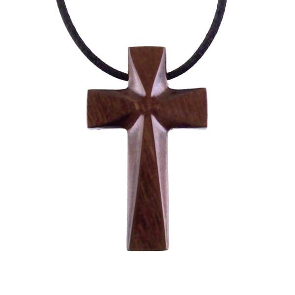 Hand Carved Wooden Cross Pendant, Handmade Wood Cross Necklace, Mens Christian Jewelry