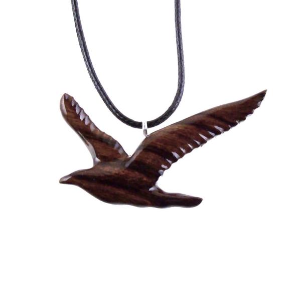 Wooden Seagull Pendant, Hand Carved Bird Necklace, Wood Jewelry, One of a Kind Gift for Her Him