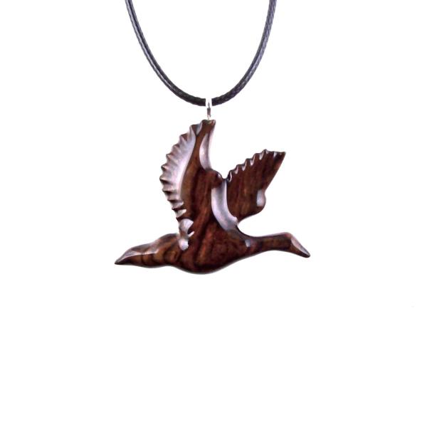 Duck Necklace, Wooden Duck Pendant, Hand Carved Mallard Necklace, Bird Wood Jewelry, One of a Kind Gift for Men Women