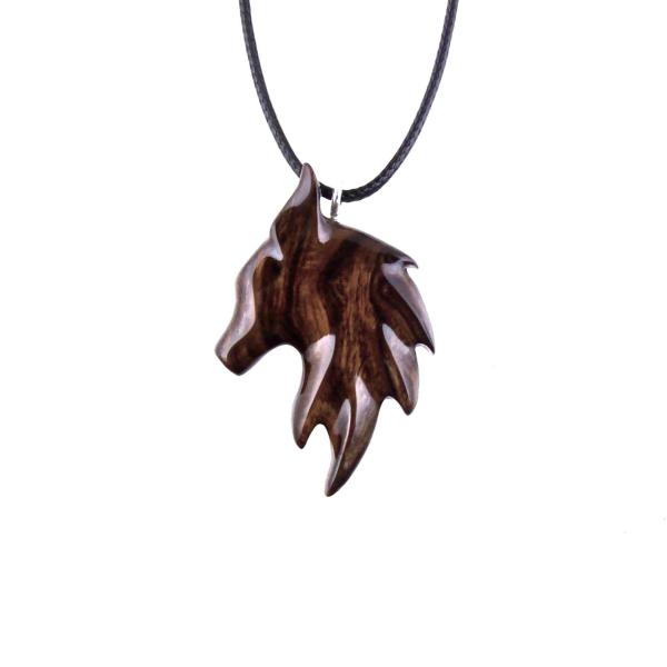 Handmade Fox Necklace, Hand Carved Wooden Animal Pendant, Vixen Totem One-of-a-Kind Wood Jewelry for Men Women