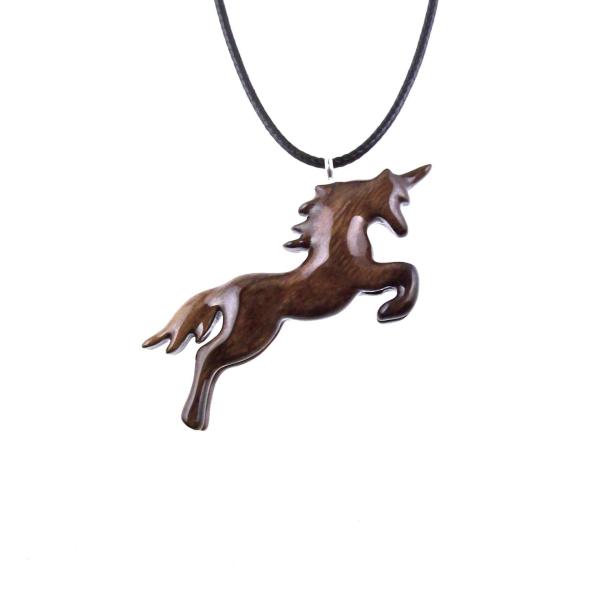 Unicorn Pendant, Hand Carved Wooden Unicorn Necklace, Fantasy Animal Necklace, Wood Jewelry, One of a Kind Gift