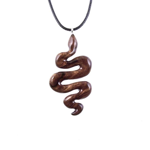 Hand Carved Wooden Snake Pendant, Snake Necklace, Wood Reptile Pendant, Totem Spirit Animal Serpent Jewelry Gift for Him Her