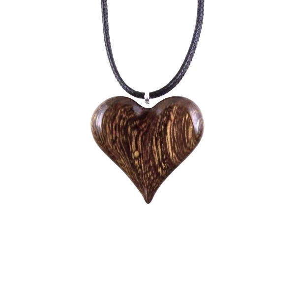 Heart Necklace, Hand Carved Wooden Heart Pendant, 5th Anniversary Gift for Her, One of a Kind Wood Jewelry