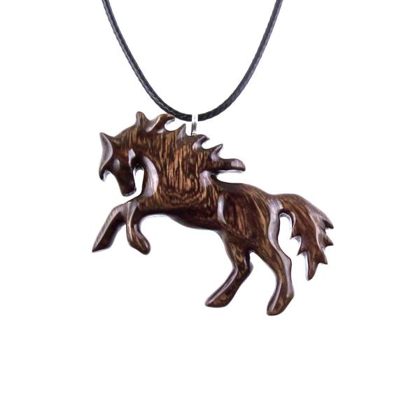 Horse Necklace, Hand Carved Wooden Horse Pendant for Men or Women, Equine Jewelry, Spirit Animal Wood Pendant