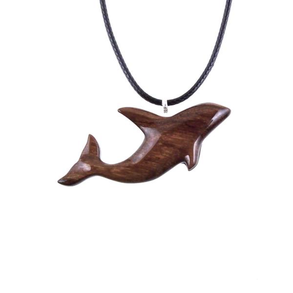 Wooden Orca Necklace, Hand Carved Killer Whale Pendant, Handmade Sea Animal Wood Jewelry, Nautical Gift for Men Women