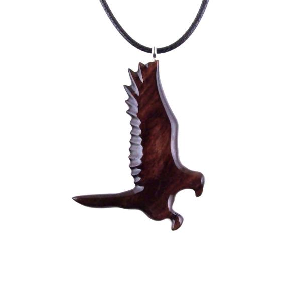 Hawk Necklace, Wooden Falcon Pendant, Hand Carved Bird Necklace, Totem Amulet, Wood Jewelry, One of a Kind Gift for Him Her