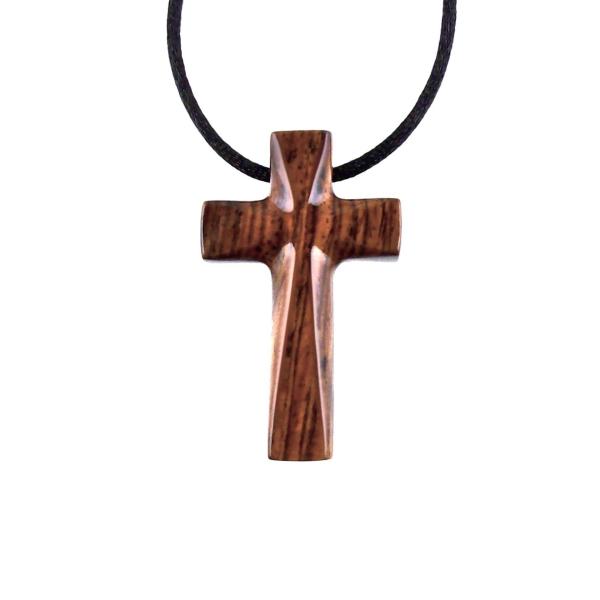Wooden Cross Necklace, Wood Cross Pendant, Hand Carved Christian Jewelry for Men, One of a Kind Gift for Him