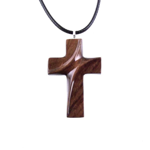 Wooden Cross Necklace, Hand Carved Wood Cross Pendant for Men or Women, Christian Jewelry Gift for Him or Her