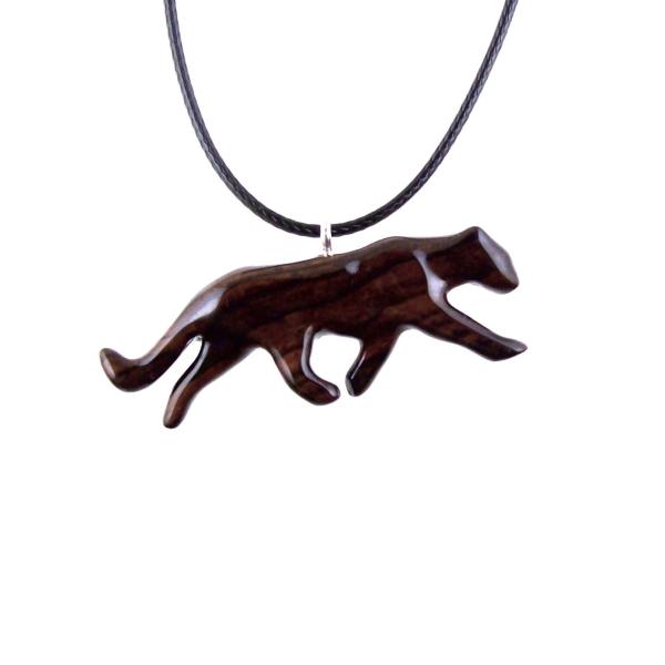 Hand Carved Puma Pendant, Wooden Panther Necklace, Panther, Cougar, Mountain Lion, Animal Jewelry for Men or Women, Gift for Him Her