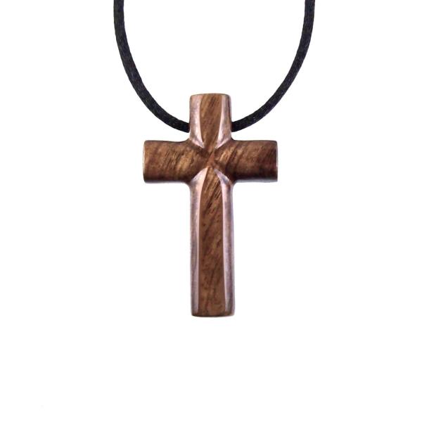 Wooden Cross Necklace, Hand Carved Cross Pendant, Mens Christian Wood Jewelry, One of a Kind Gift for Him