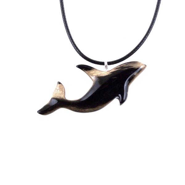 Hand Carved Orca Pendant, Wooden Killer Whale Necklace for Men or Women, Sea Animal, Nautical Beach Wood Jewelry
