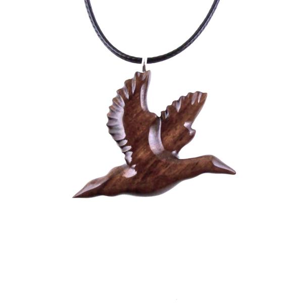 Hand Carved Duck Pendant, Wooden Mallard Necklace, Wood Bird Jewelry, One of a Kind Gift for Men