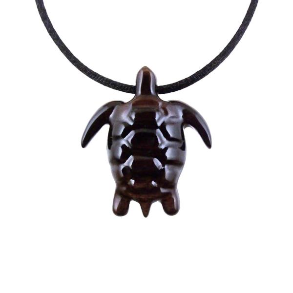 Sea Turtle Necklace, Hand Carved Wooden Turtle Pendant, Mens Wood Necklace, Nautical Jewelry, One of a Kind Gift for Him