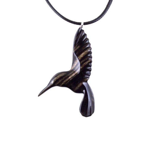 Hummingbird Necklace, Wooden Hummingbird Pendant, Hand Carved Wood Bird Pendant, Hummingbird Jewelry, One of a Kind Gift for Her