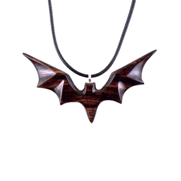 Hand Carved Bat Necklace, Wooden Bat Pendant, Totem Spirit Animal Handmade Wood Jewelry for Men Women