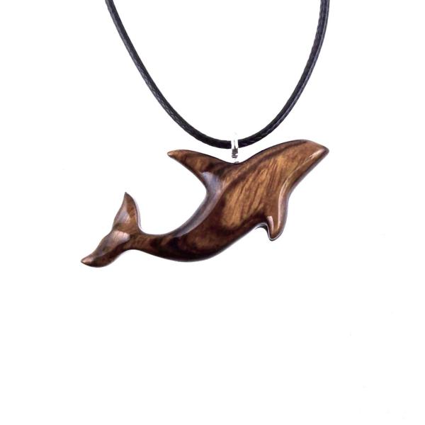 Hand Carved Orca Pendant, Wooden Whale Necklace, Sea Animal Pendant, Nautical Necklace for Men or Women, Wood Jewelry