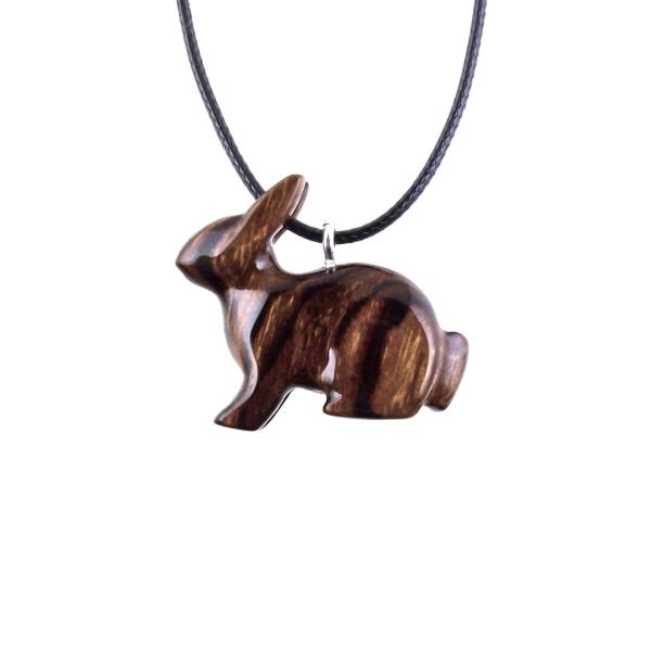 Bunny Necklace, Hand Carved Wooden Rabbit Pendant, Pet Animal Necklace, Wood Jewelry, One of a Kind Gift for Her