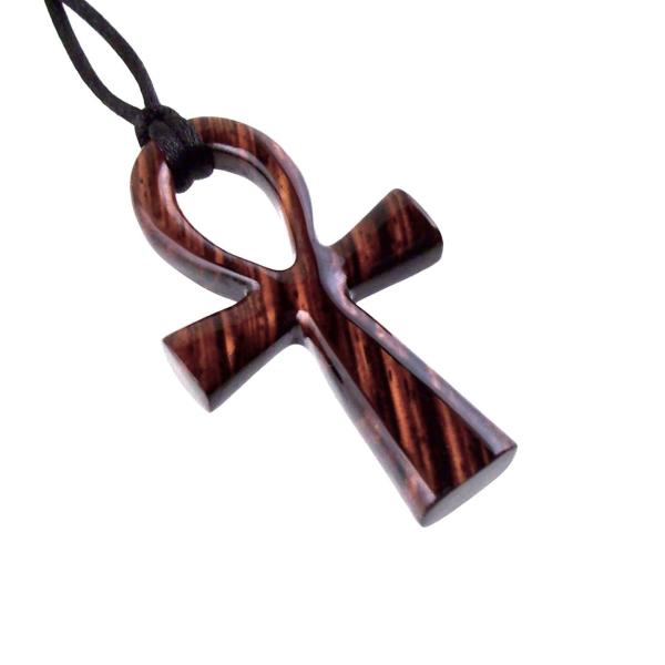 Large Ankh Pendant, Mens Wood Ankh Necklace, Wooden Egyptian Cross Ankh Pendant, African Jewelry
