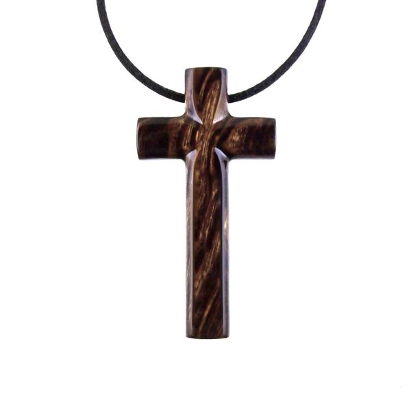 Large Wooden Cross Pendant, Hand Carved Mens Wood Cross Necklace, Christian Jewelry, One of a Kind Gift for Him