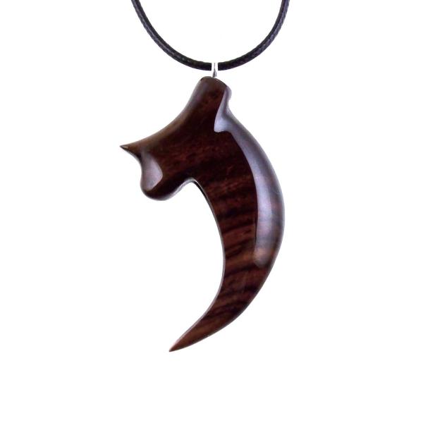Wooden Bear Claw Pendant, Hand Carved Bear Claw Necklace, Mens Wood Pendant, Tribal Totem Jewelry, One of a Kind Gift for Him