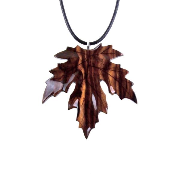 Hand Carved Wooden Leaf Pendant, Maple Leaf Necklace, Woodland Jewelry for Men or Women, Wood Jewelry Gift for Him Her
