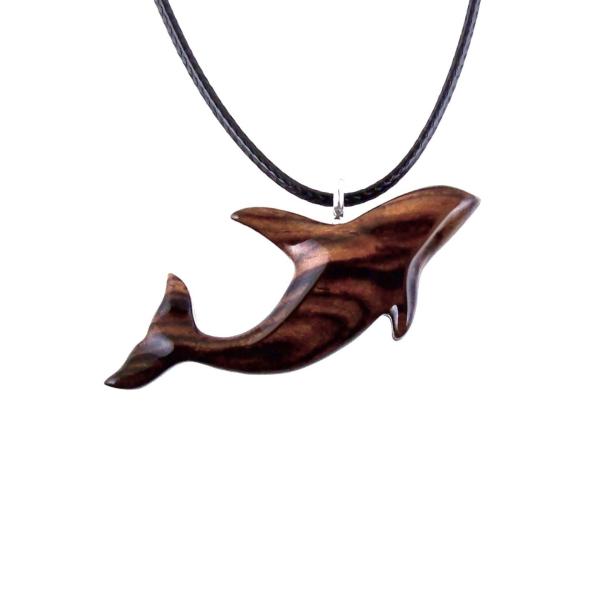 Orca Necklace, Hand Carved Killer Whale Pendant for Men or Women, Wooden Sea Animal, Nautical Wood Jewelry, One of a Kind  Gift for Him Her