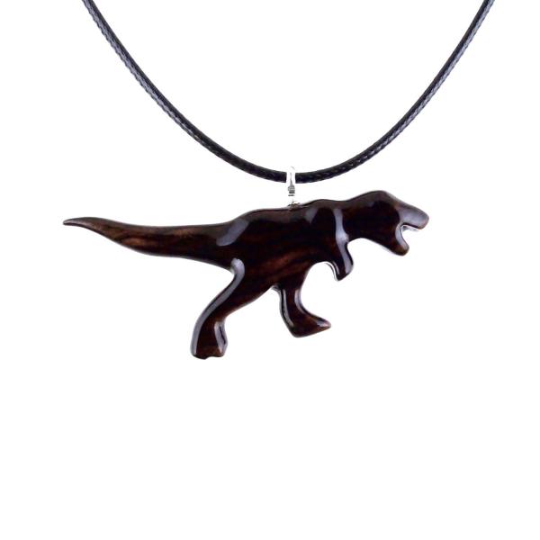 Dinosaur Pendant, Hand Carved Wooden T-Rex Necklace for Men or Women, Tyrannosaurus Necklace, Wood Reptile Jurassic Jewelry