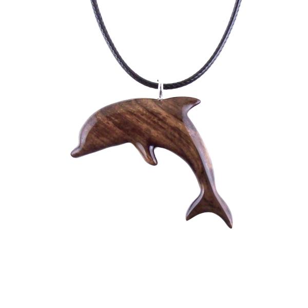 Hand Carved Dolphin Necklace, Wooden Dolphin Pendant for Men Women, Sea Animal Wood Jewelry, Nautical Gift for Him Her