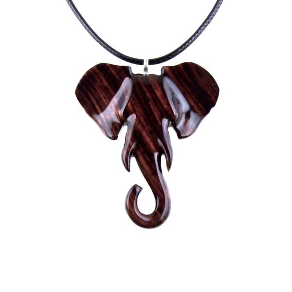 Elephant Necklace, Wooden Elephant Pendant for Men or Women, Hand Carved Spiritual Animal Necklace, Wood Jewelry for Men Women