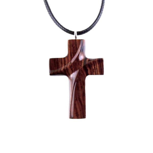 Wood Cross Necklace, Hand Carved Wooden Cross Pendant, Christian Jewelry for Men or Women, One of a Kind Gift for Her Him