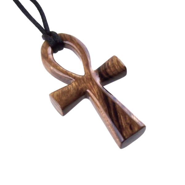 Large Ankh Pendant, Wood Egyptian Ankh Necklace, Wooden Cross Ankh Pendant, Mens African Jewelry, Gift for Him