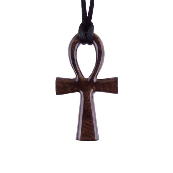 Ankh Necklace, Hand Carved Wooden Ankh Pendant for Men or Women, Egyptian Cross Necklace, Egyptian Jewelry Gift for Him Her