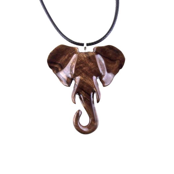 Elephant Pendant, Hand Carved Wooden Elephant Necklace for Men Women, Ganesha Spiritual Animal Jewelry, One of a Kind Gift