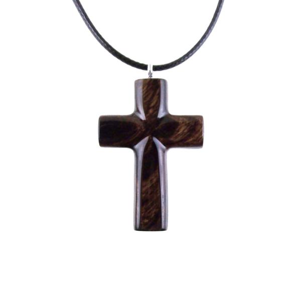 Wood Cross Necklace, Hand Carved Wooden Cross Pendant, One of a Kind Handmade Christian Jewelry for Men or Women