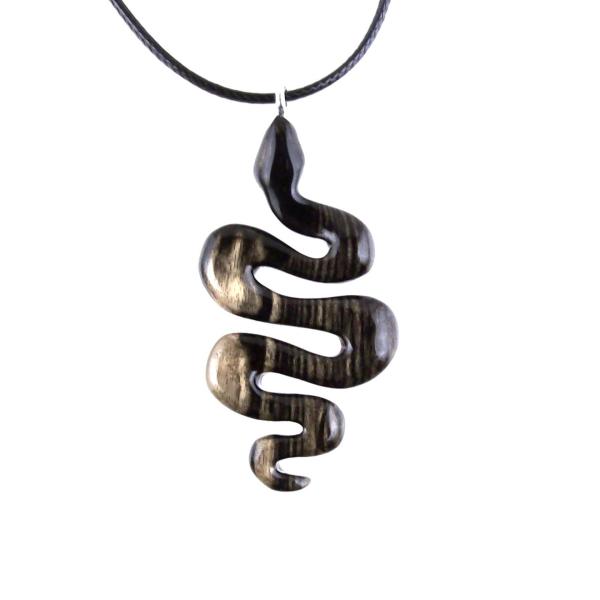 Hand Carved Wooden Snake Pendant, Snake Necklace for Men or Women, Spirit Animal Totem Reptile Wood Jewelry
