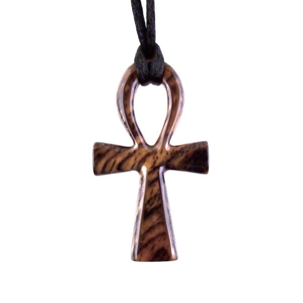 Wooden Ankh Pendant, Hand Carved Egyptian Ankh Cross Necklace for Men or Women, African Wood Jewelry Gift for Him Her
